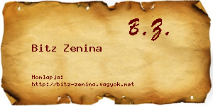 Bitz Zenina névjegykártya
